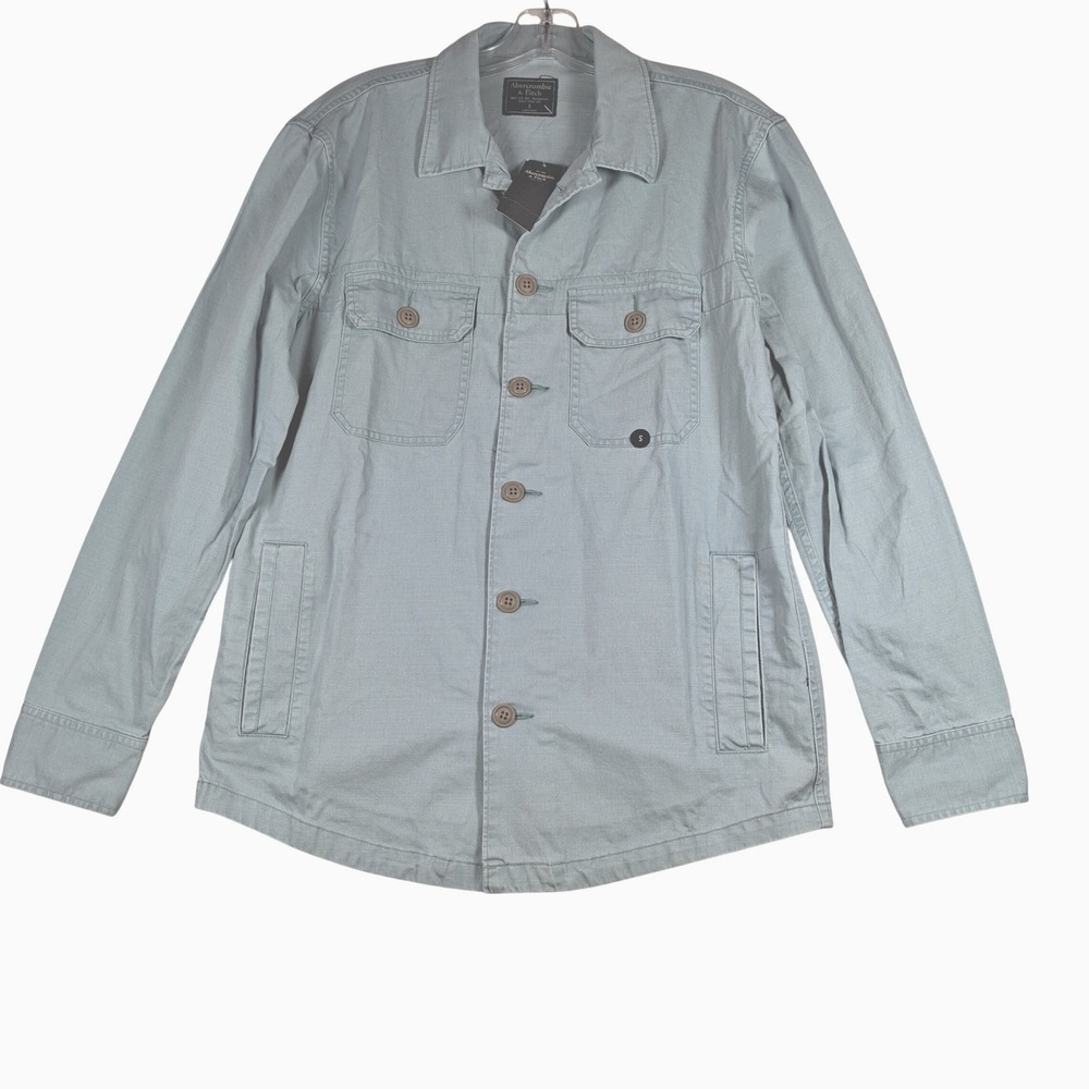 Abercrombie & Fitch Blue Utility Shirt Jacket Cotton Twill Small Lightweight NWT